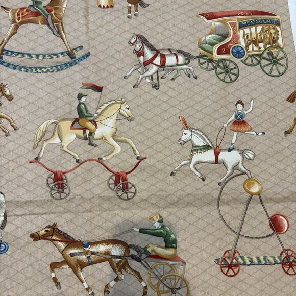 Vtg P Kaufmann Carousel Horse Fabric Tan‎ Geometric Circus Rocking Racing 53x54” - Picture 14 of 16